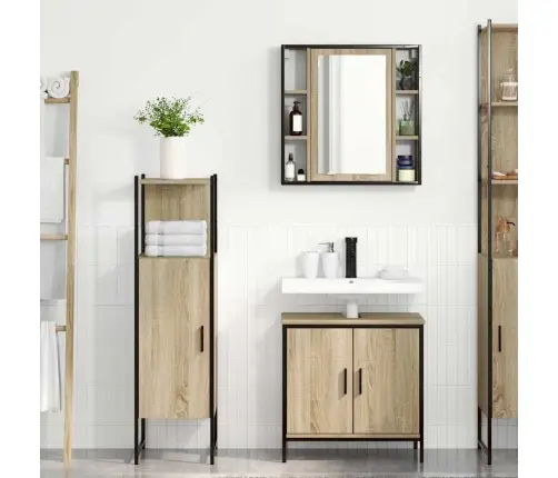 3 Gab. Vannas Istabas Mēbeļu Komplekts Gaišais Ozols Vidaxl