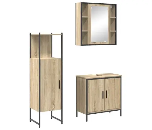 3 Gab. Vannas Istabas Mēbeļu Komplekts Gaišais Ozols Vidaxl