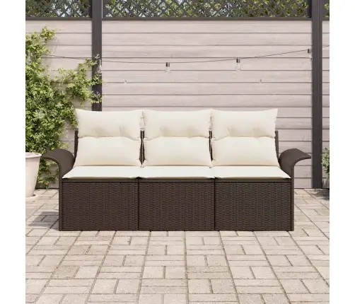 Dārza Dīvānu Komplekts 3 Pcs Brūna 196 X 62 X 85Cm Poliratāns Vidaxl