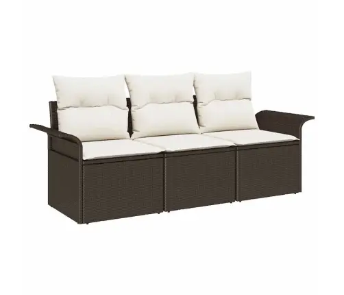 Dārza Dīvānu Komplekts 3 Pcs Brūna 196 X 62 X 85Cm Poliratāns Vidaxl