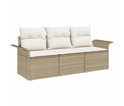 Sofos Komplektas Su Pagalve 3 Pcs Bežinė Ir Kreminė Poliratanas