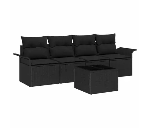 Sofos Komplektas Su Pagalve 5 Pcs Juoda Poliratanas