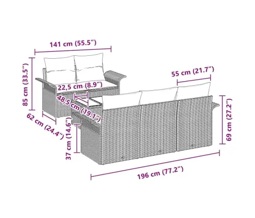 Diivanikomplekt Padjaga 6 Pcs Beež Polürotang