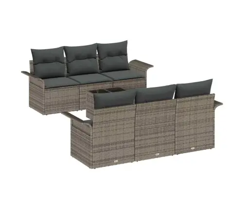 Sodo Sofų Rinkinys Su Pagalve 7 Pcs Pilka Poliratanas