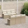 7 Daļu Dārza Dīvāna Komplekts Ar Spilveniem Bēšs Poli Rattan Vidaxl