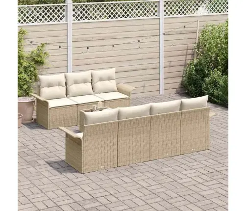 8 Gabalu Dārza Dīvānu Komplekts Ar Spilveniem Bēšs Poli Rattan Vidaxl