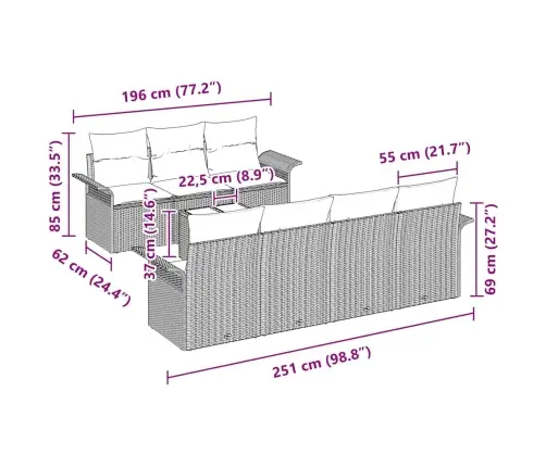 8 Gabalu Dārza Dīvānu Komplekts Ar Spilveniem Bēšs Poli Rattan Vidaxl