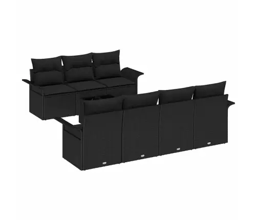 8 Gab. Dārza Dīvānu Komplekts Ar Spilveniem Melnā Poli Rotangpalmas Vidaxl