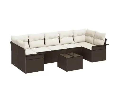 8 Daļu Dārza Dīvānu Komplekts Ar Spilveniem Brūnā Rotangpalma Vidaxl