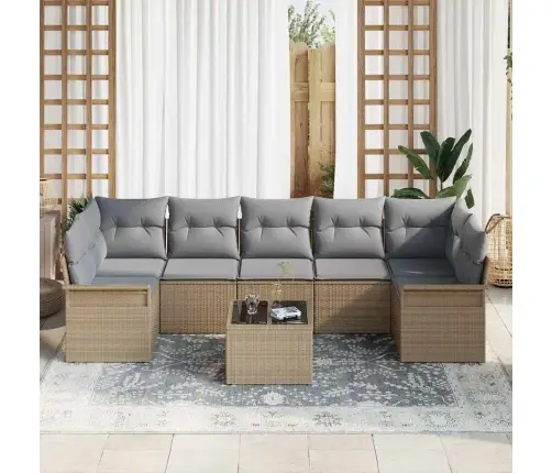 Aia Diivanikomplekt Padjaga 8 Pcs Beež Polürotang