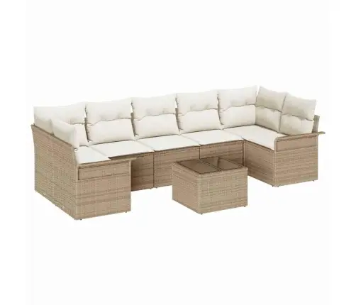 Sodo Sofų Rinkinys 8 Pcs Smėlio Poli Ratanas