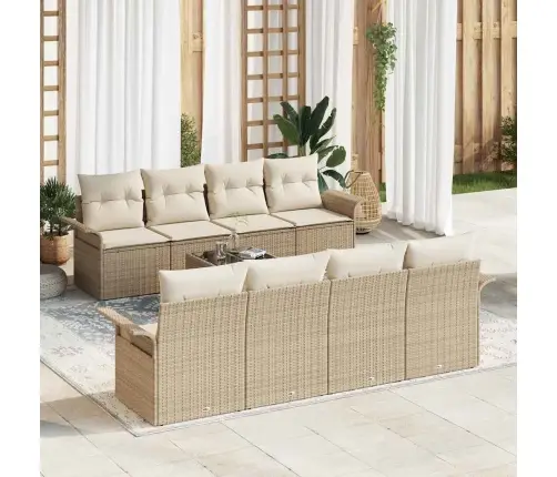 9 Daļīgs Dārza Dīvānu Komplekts Ar Spilveniem Bēšs Poli Rotangpalma Vidaxl