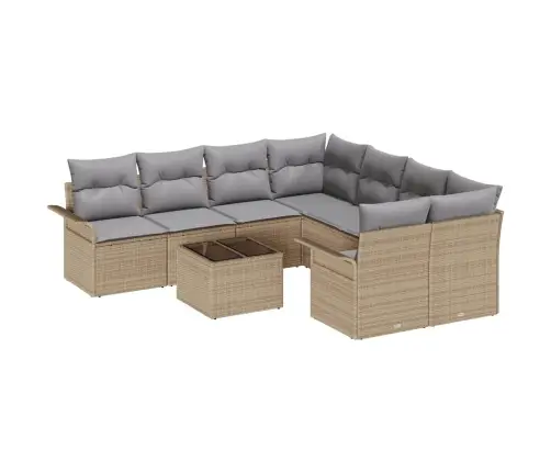9 Gabalu Dārza Sofa Komplekts Ar Spilveniem Bēšā Poli Rotangpalmas Vidaxl