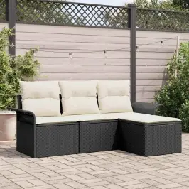 Dārza Dīvānu Komplekts 4 Pcs Melna 55 X 55 X 37Cm Poliratāns Vidaxl