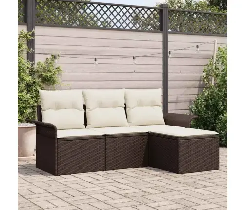 Diivanikomplekt Padjaga 4 Pcs Pruun Ja Kreem Polürotang