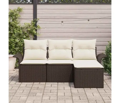 Diivanikomplekt Padjaga 4 Pcs Pruun Ja Kreem Polürotang