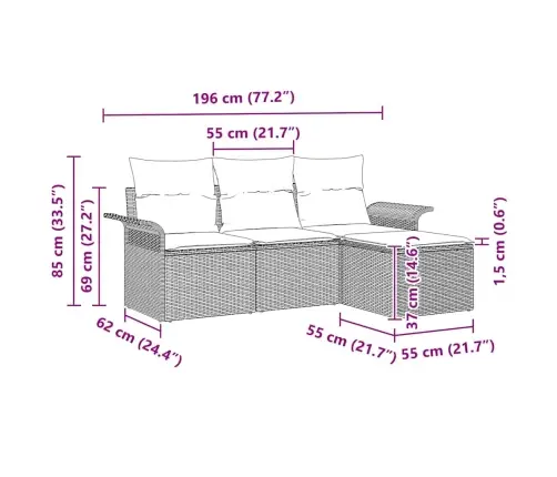 Aia Diivanikomplekt 4 Pcs Beež 55 X 55 X 37Cm Polürotang Aia Diivanikomplekt 4 Pcs Beež 55 X 55 X 37Cm Polürotang