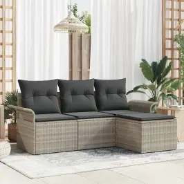 Dārza Dīvānu Komplekts 4 Pcs Pelēka 55 X 55 X 37Cm Poliratāns Vidaxl