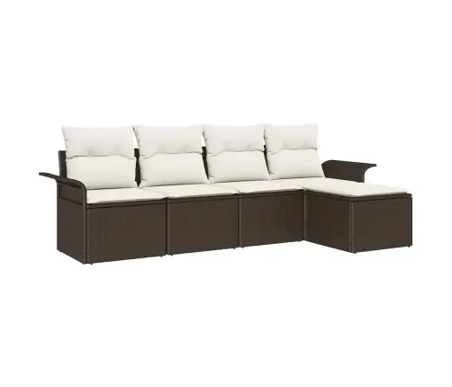 Lauko Sofa Su Pagalve 5 Pcs Ruda Poliratanas