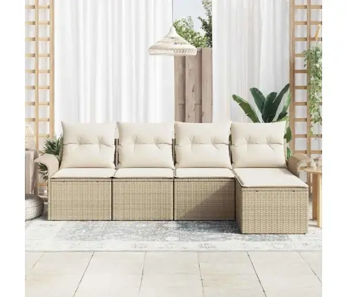 Õuesohva Padjaga 5 Pcs Beež Polürotang
