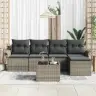 Lauko Sofa Su Pagalve 6 Pcs Pilka Poliratanas