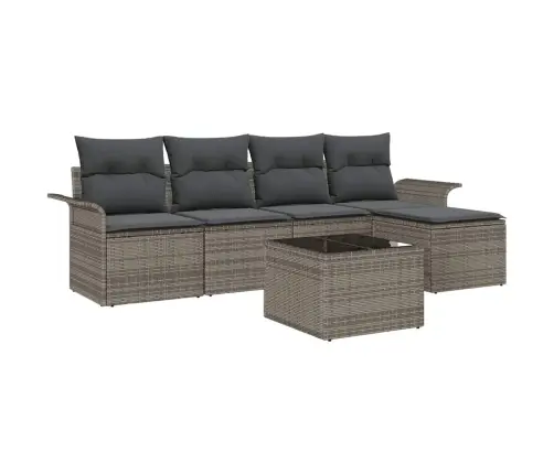 Lauko Sofa Su Pagalve 6 Pcs Pilka Poliratanas