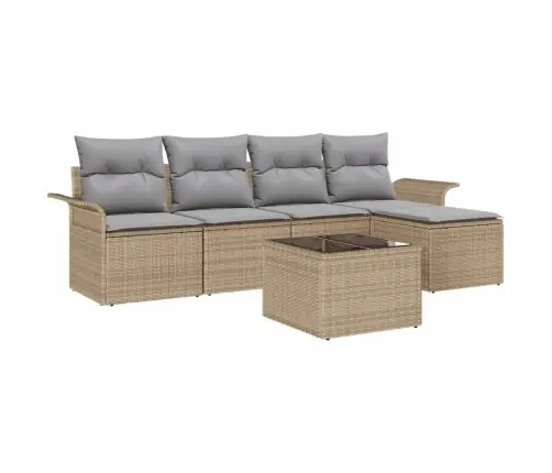 6 Gab. Dārza Dīvānu Komplekts Ar Spilveniem Melnā Poli Rotangpalmas Vidaxl