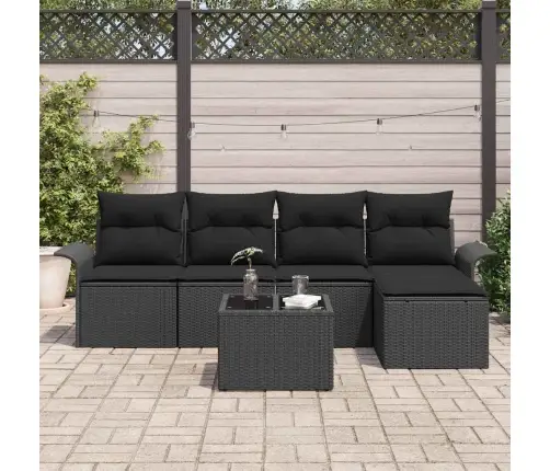 Õuesohva Padjaga 6 Pcs Must Polürotang