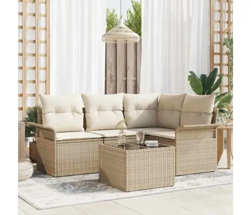 5 Gabalu Dārza Dīvānu Komplekts Ar Spilventiņiem Brūns Poli Rotangpalma Vidaxl