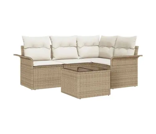 5 Gabalu Dārza Dīvānu Komplekts Ar Spilventiņiem Brūns Poli Rotangpalma Vidaxl