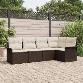Dārza Dīvānu Komplekts Ar Spilvenu 5 Pcs 242.5 X 132.5 X 85 Cm Vidaxl