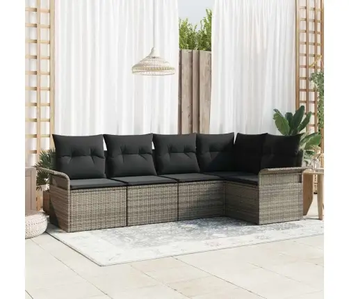 5 Daļu Dārza Dīvānu Komplekts Ar Spilveniem Pelēkā Krāsā Vidaxl