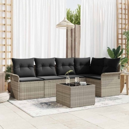 Dārza Dīvānu Komplekts Ar Spilvenu 6 Pcs Pelēka 55 X 55 X 37 Cm Vidaxl
