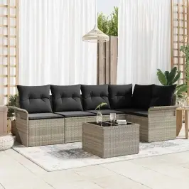 Dārza Dīvānu Komplekts Ar Spilvenu 6 Pcs Pelēka 55 X 55 X 37 Cm Vidaxl