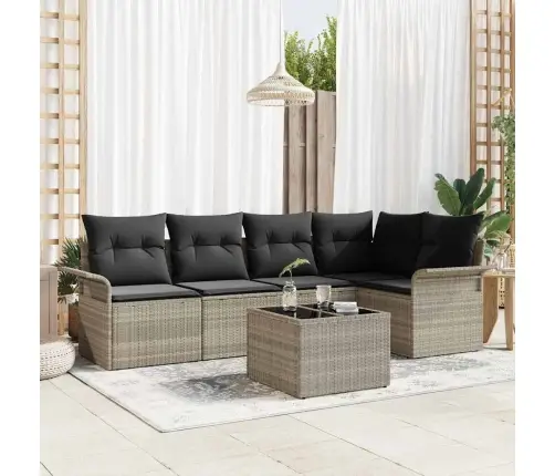 Dārza Dīvāna Komplekts 6 Pcs Pelēka 55 X 55 X 37 Cm Vidaxl