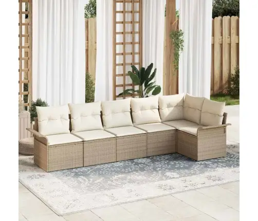 6 Gabalu Dārza Dīvānu Komplekts Ar Bēšiem Spilveniem Vidaxl