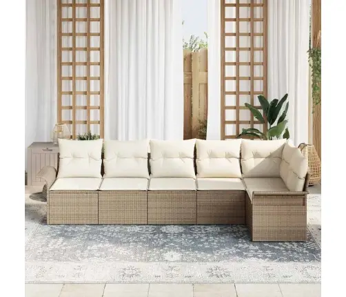 6 Gabalu Dārza Dīvānu Komplekts Ar Bēšiem Spilveniem Vidaxl