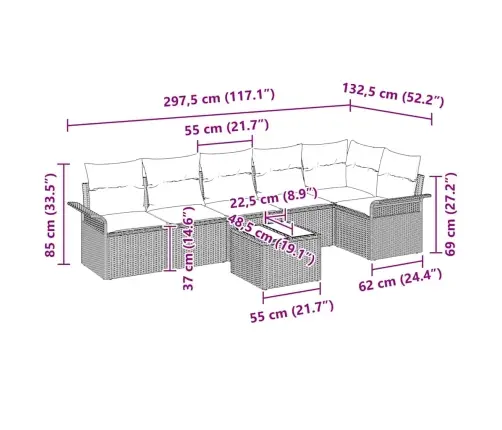 Aia Diivanikomplekt Padjaga 7 Pcs Beež Polürooster