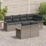 7 Daļu Dārza Dīvānu Komplekts Ar Spilveniem - Pelēka Poli Rotangpalma Vidaxl