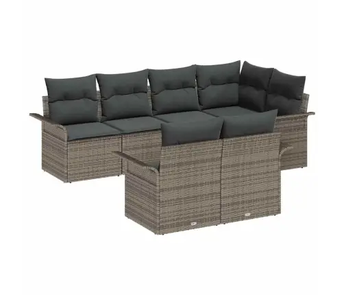 7 Daļu Dārza Dīvānu Komplekts Ar Spilveniem - Pelēka Poli Rotangpalma Vidaxl