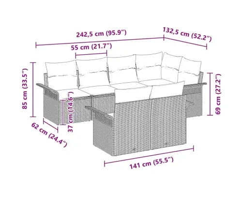 Aia Diivanikomplekt Padjaga 7 Pcs Must Polürotang