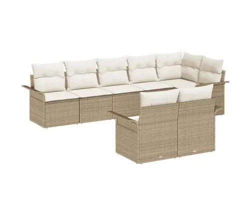 8 Daļu Dārza Dīvānu Komplekts Ar Spilveniem Bēšs Poli Rotangpalmas Vidaxl