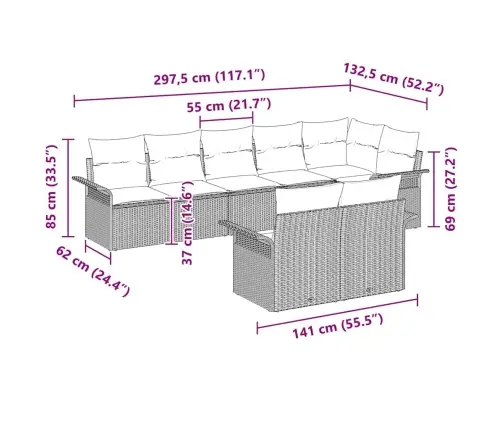 8 Daļu Dārza Dīvānu Komplekts Ar Spilveniem Bēšs Poli Rotangpalmas Vidaxl