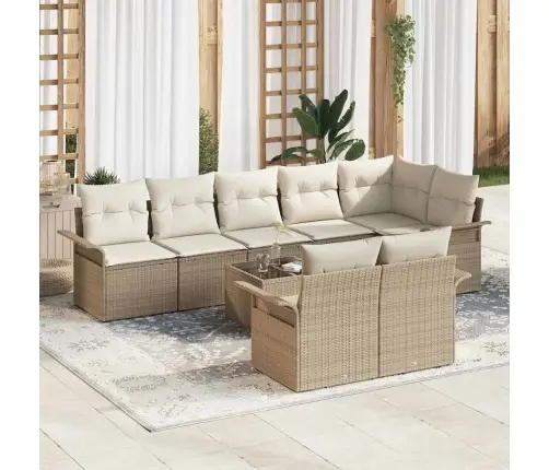 9 Gab. Dārza Dīvānu Komplekts Ar Spilveniem Brūns Polietilēna Rotangpalmas Vidaxl