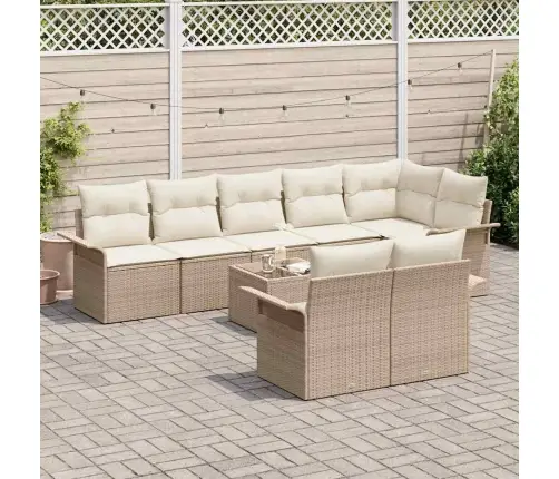 9 Gab. Dārza Dīvānu Komplekts Ar Spilveniem Brūns Polietilēna Rotangpalmas Vidaxl