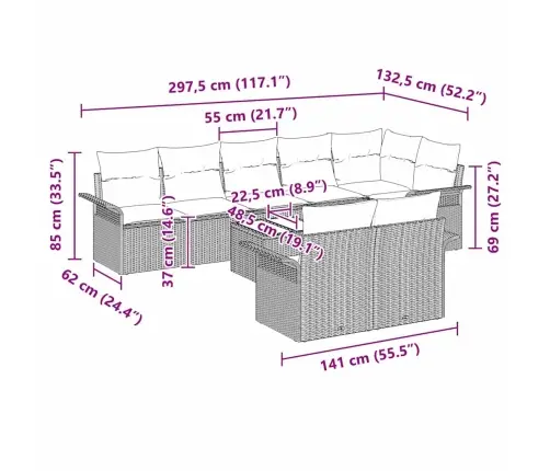 Aia Diivanikomplekt Padjaga 9 Pcs Helehall Polürooster Aia Diivanikomplekt Padjaga 9 Pcs Helehall Polürooster