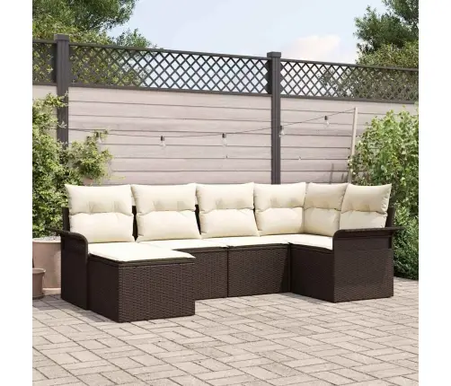 6 Daļu Dārza Dīvānu Komplekts Ar Spilveniem Brūns Poli Rotangpalma Vidaxl