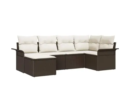 6 Daļu Dārza Dīvānu Komplekts Ar Spilveniem Brūns Poli Rotangpalma Vidaxl