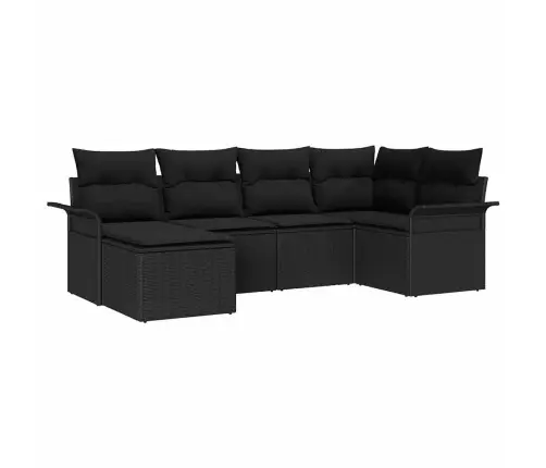 6 Gabalu Dārza Dīvānu Komplekts Ar Spilveniem Melnā Poli Rotangpalmas Vidaxl