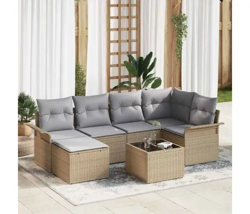 7 Gabalu Dārza Dīvānu Komplekts Ar Spilveniem Melna Poli Rotangpalma Vidaxl